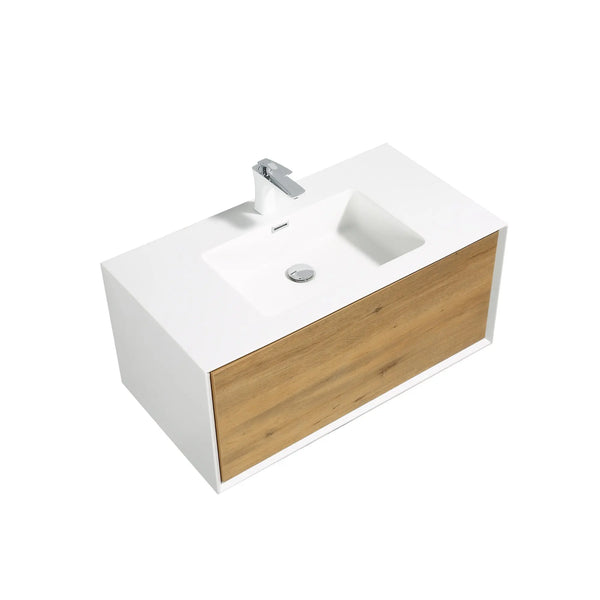 Furla 36" Floating Bathroom Single Vanity with White Cultured Marble Integrated Sink tonabathroom