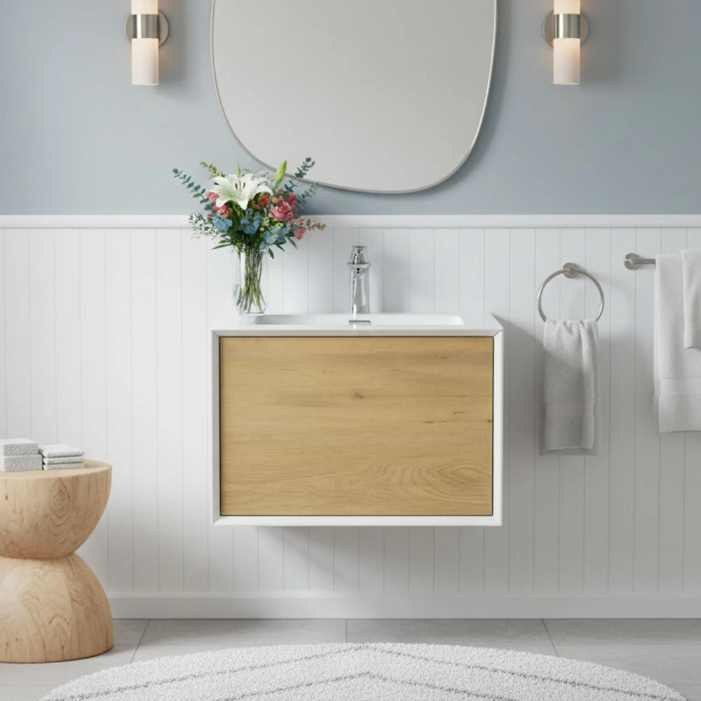 Furla 24" Floating Bathroom Single Vanity with White Integrated Resin Sink tonabathroom