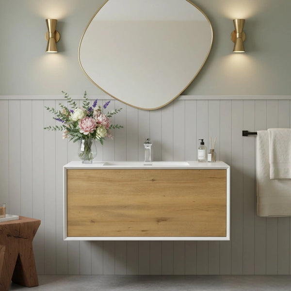 Furla 36" Floating Bathroom Single Vanity with White Integrated Resin Sink tonabathroom