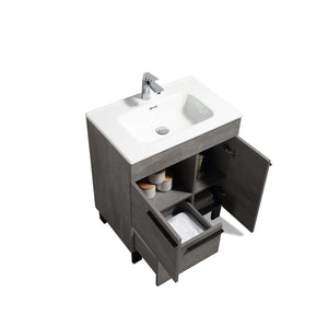 Gill 28'' Cement Grey Freestanding Bathroom Vanity with White Ceramic Countertop tonabathroom
