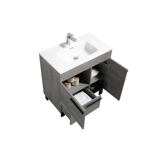 Gill 36'' Cement Grey Freestanding Bathroom Vanity with White Ceramic Countertop tonabathroom