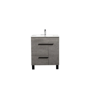 Gill 28'' Cement Grey Freestanding Bathroom Vanity with White Ceramic Countertop tonabathroom