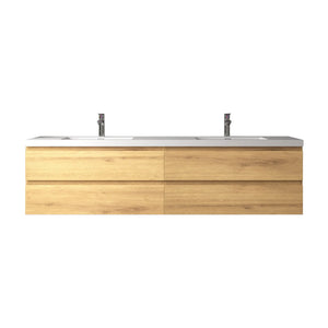 Angela 72'' Floating Double Vanity in Andean Oak Texture with White Countertop TONA Bathroom Furniture