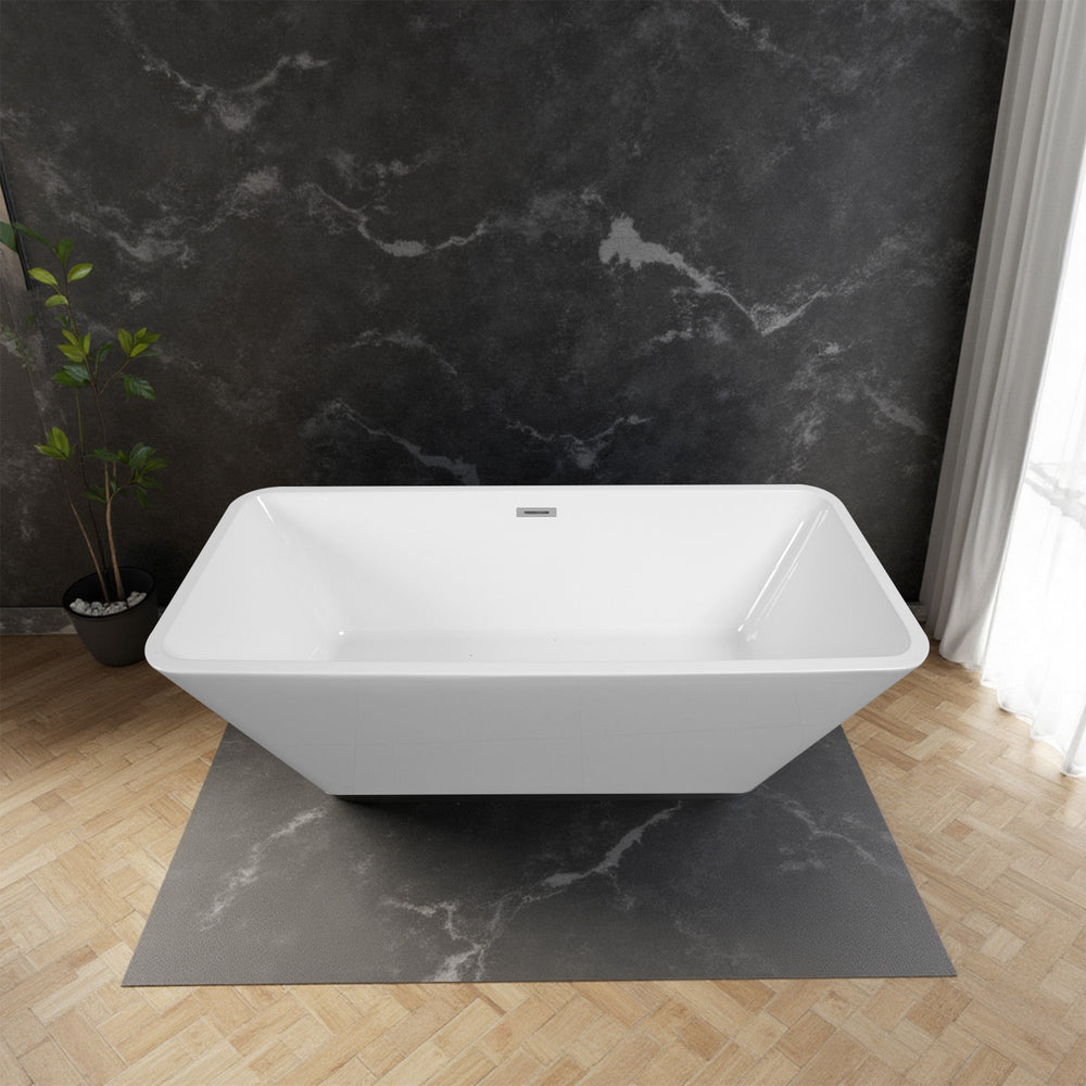 Harmony Freestanding Acrylic Bathtub 59"/67" Glossy White Soaking Tub TONA Bathroom Furniture