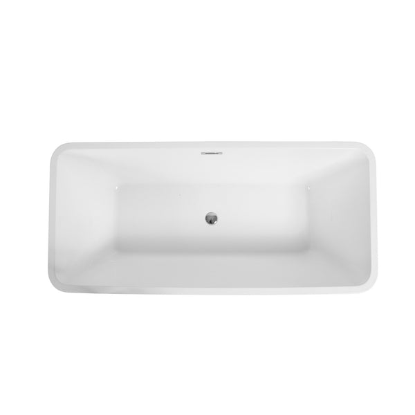 Harmony Freestanding Acrylic Bathtub 59"/67" Glossy White Soaking Tub TONA Bathroom Furniture