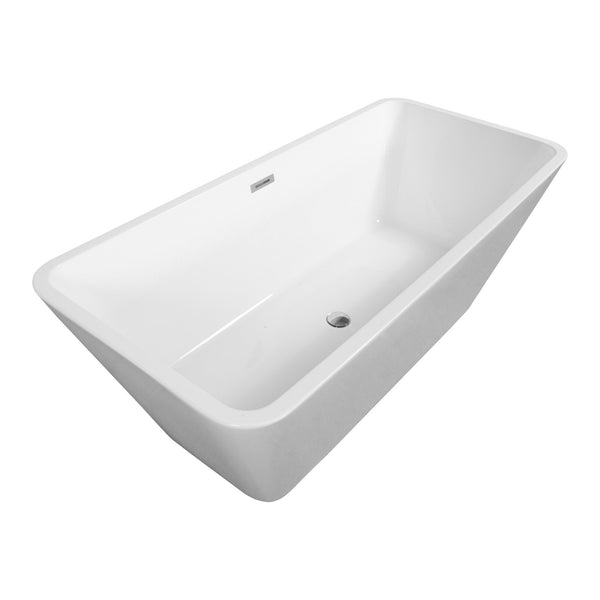 Harmony Freestanding Acrylic Bathtub 59"/67" Glossy White Soaking Tub TONA Bathroom Furniture
