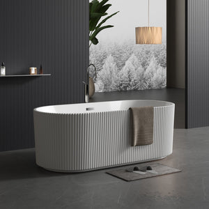 Harp Freestanding Acrylic Bathtub with Unique Ribbed Design 59''/67'' TONA Bathroom Furniture