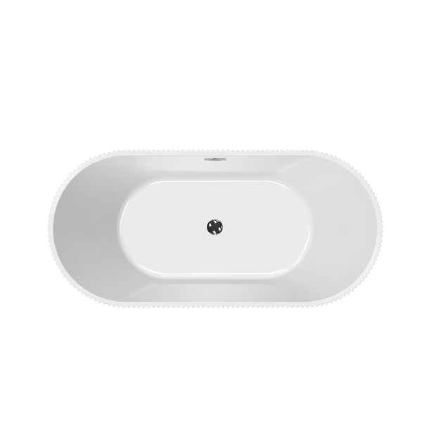 Harp Freestanding Acrylic Bathtub with Unique Ribbed Design 59''/67'' TONA Bathroom Furniture