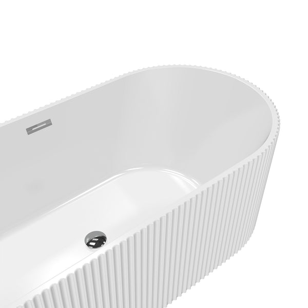 Harp Freestanding Acrylic Bathtub with Unique Ribbed Design 59''/67'' TONA Bathroom Furniture
