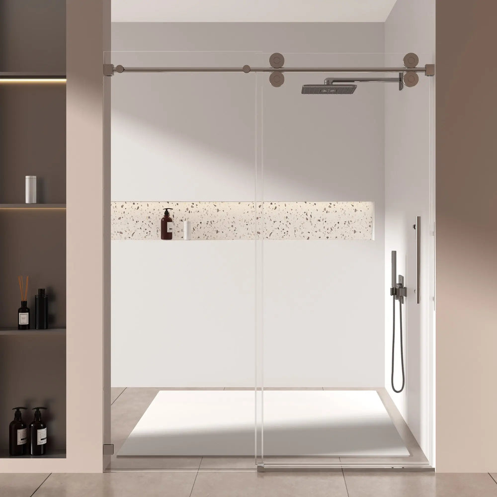 Single Sliding 56-60" x 76" Frameless Shower Door with 3/8" Tempered Glass, Chrome TONA Bathroom Furniture