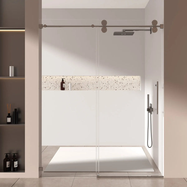 Single Sliding 56-60" x 76" Frameless Shower Door with 3/8" Tempered Glass, Chrome TONA Bathroom Furniture