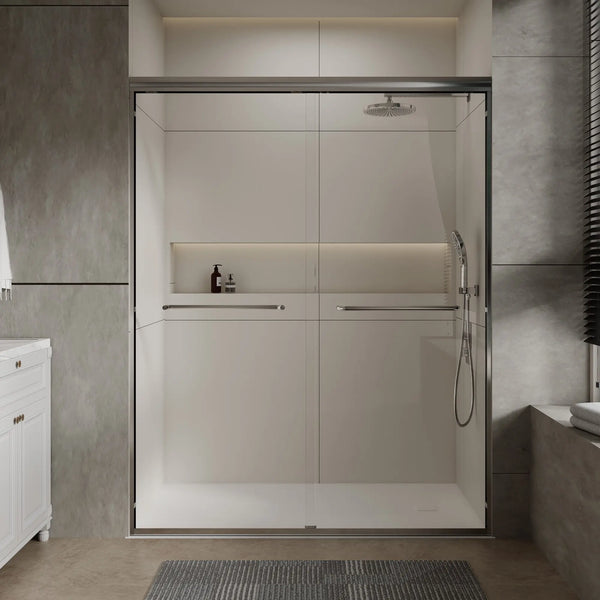 Aluminum Frame 56-60" x 72"  Double Sliding Shower Door in Brushed Nickel TONA Bathroom Furniture