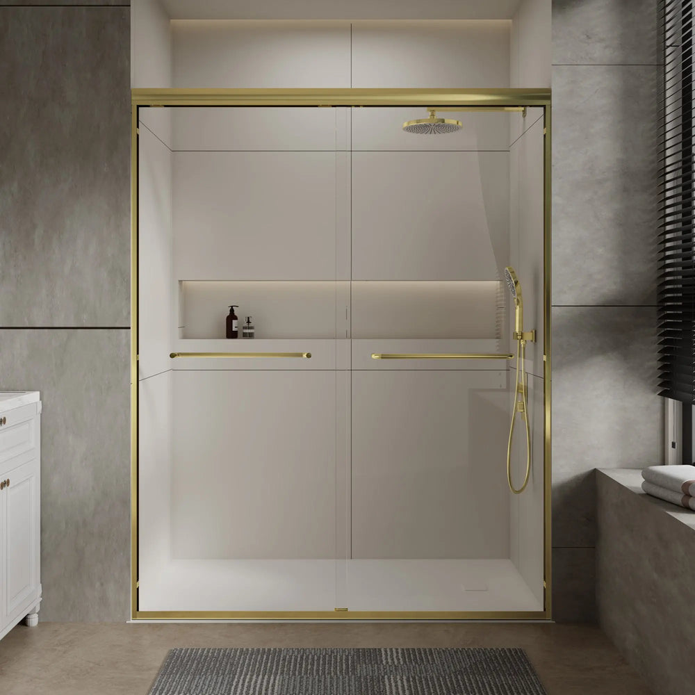 Aluminum Frame 56-60" x 72"  Double Sliding Shower Door in Brushed Gold TONA Bathroom Furniture