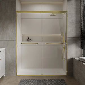 Aluminum Frame 56-60" x 72"  Double Sliding Shower Door in Brushed Gold TONA Bathroom Furniture