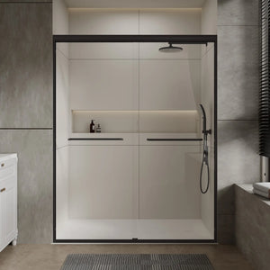 Aluminum Frame 56-60" x 72"  Double Sliding Shower Door in Matte Black TONA Bathroom Furniture