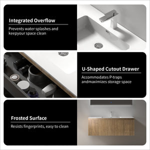 Liner 48'' Floating Single Vanity with White Cultured Marble Top TONA Bathroom Furniture