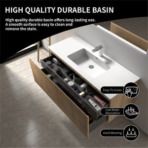 Liner 48'' Floating Single Vanity with White Cultured Marble Top TONA Bathroom Furniture