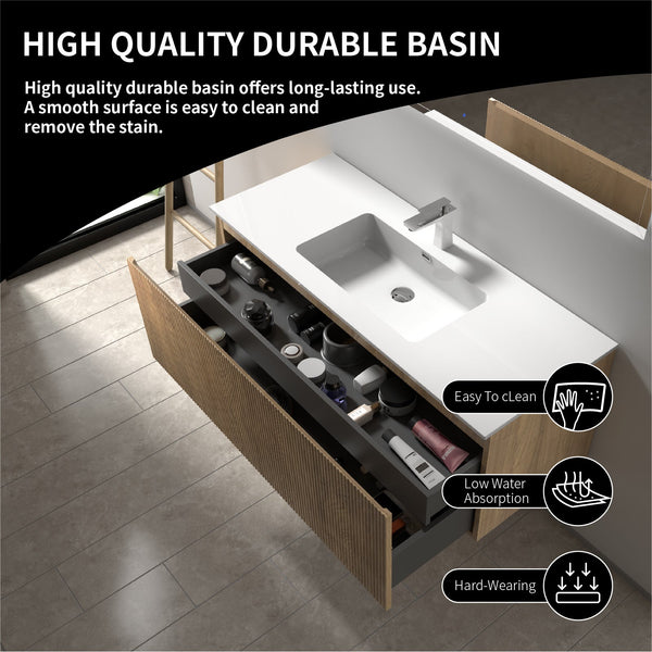Liner 48'' Floating Single Vanity with White Cultured Marble Top TONA Bathroom Furniture