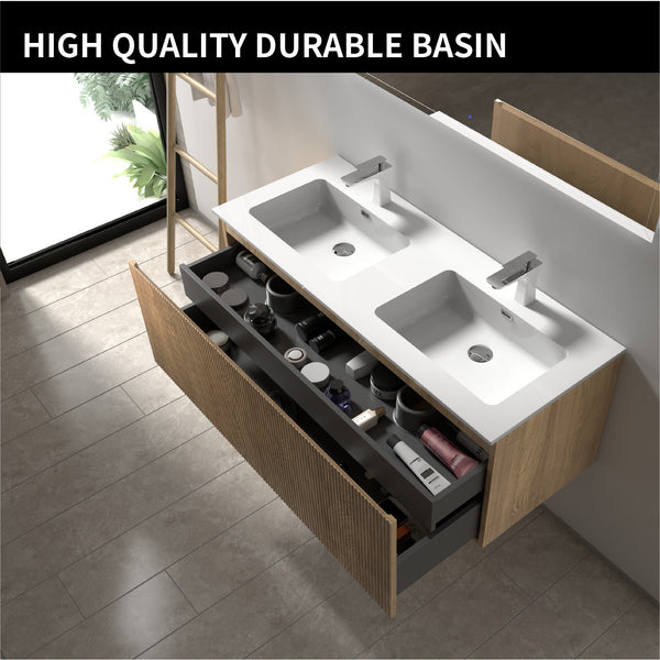 Liner 48'' Floating Double Vanity with White Cultured Marble Top TONA Bathroom Furniture