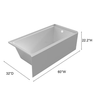 Manhattan 60" Rectangular Alcove Acrylic Bathtub Right Drain TONA Bathroom Furniture