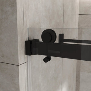 Matte Black 56-60" x 76" Double Sliding Shower Door, Frameless 3/8" Tempered Glass TONA Bathroom Furniture