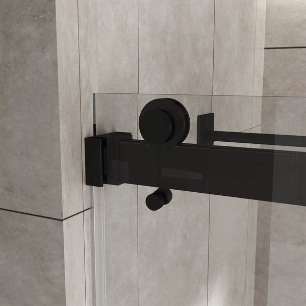Matte Black 56-60" x 76" Double Sliding Shower Door, Frameless 3/8" Tempered Glass TONA Bathroom Furniture