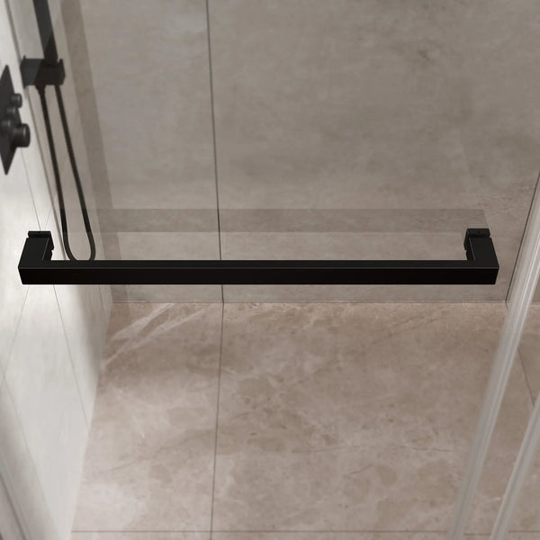 Matte Black 56-60" x 76" Double Sliding Shower Door, Frameless 3/8" Tempered Glass TONA Bathroom Furniture