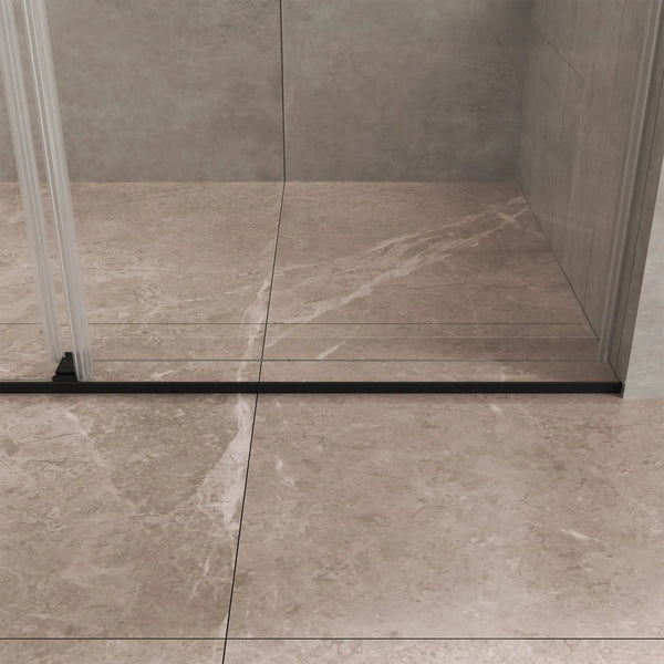 Matte Black 56-60" x 76" Double Sliding Shower Door, Frameless 3/8" Tempered Glass TONA Bathroom Furniture