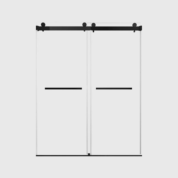 Matte Black 56-60" x 76" Double Sliding Shower Door, Frameless 3/8" Tempered Glass TONA Bathroom Furniture