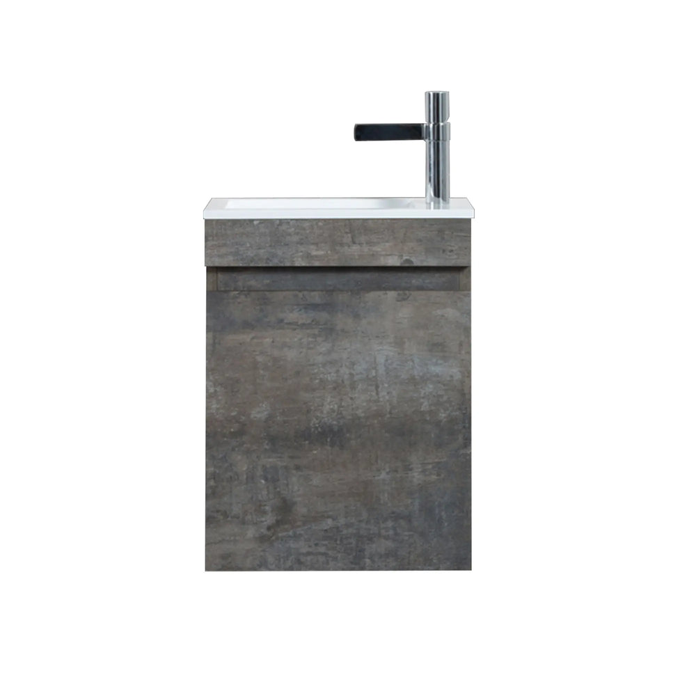 Mini 15 3/4" Compact Floating Vanity with Thin Counter, Stone Ash TONA Bathroom Furniture
