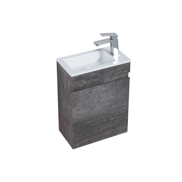 Mini 15 3/4" Compact Floating Vanity with Thin Counter, Stone Ash TONA Bathroom Furniture