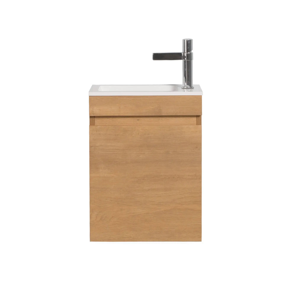 Mini 15 3/4" Compact Floating Vanity with Thin Counter, T.Oak TONA Bathroom Furniture