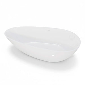 NCL 59" Freestanding Stone Resin Bathtub Luxury Soaking Tubs - Glossy White TONA Bathroom Furniture
