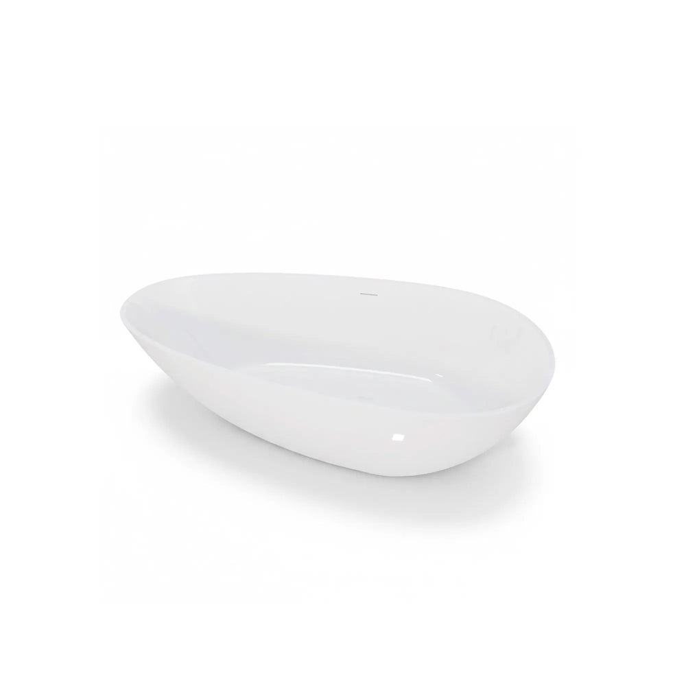 NCL 59" Freestanding Stone Resin Bathtub Luxury Soaking Tubs - Glossy White TONA Bathroom Furniture