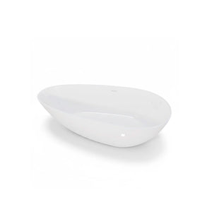 NCL 59" Freestanding Stone Resin Bathtub Luxury Soaking Tubs - Glossy White TONA Bathroom Furniture