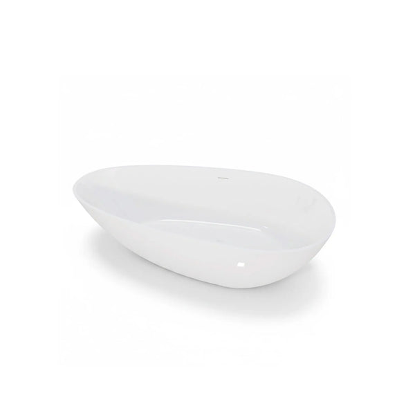 NCL 59" Freestanding Stone Resin Bathtub Luxury Soaking Tubs - Glossy White TONA Bathroom Furniture
