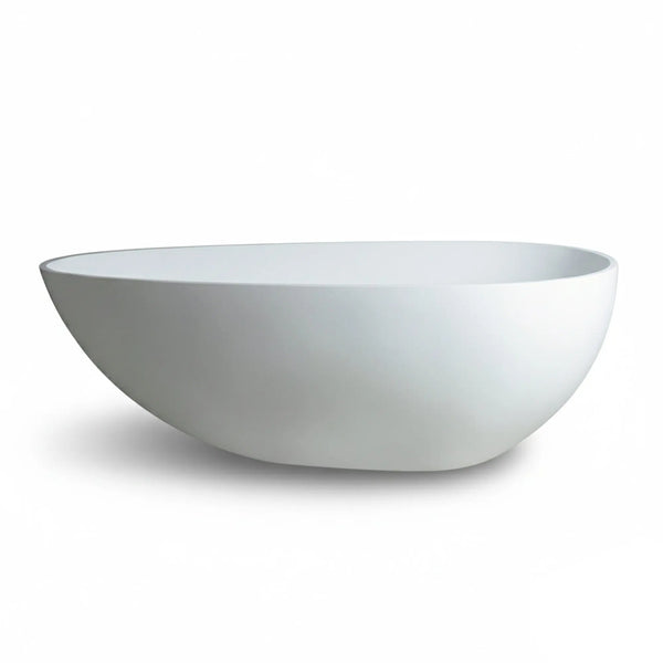 NCL 59" Freestanding Stone Resin Bathtub Luxury Soaking Tubs - Matt White TONA Bathroom Furniture