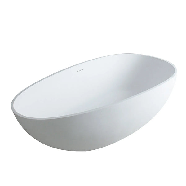 NCL 59" Freestanding Stone Resin Bathtub Luxury Soaking Tubs - Matt White TONA Bathroom Furniture