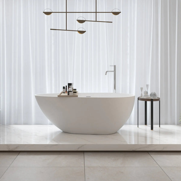 NCL 67" Freestanding Stone Resin Bathtub Luxury Soaking Tubs - Matt White TONA Bathroom Furniture