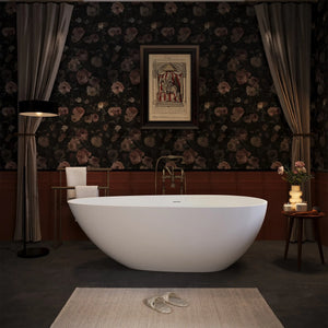 NCL 67" Freestanding Stone Resin Bathtub Luxury Soaking Tubs - Matt White TONA Bathroom Furniture