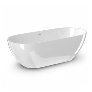 Nevis 59'' Glossy White Stone Resin Freestanding Soaking Bathtub TONA Bathroom Furniture