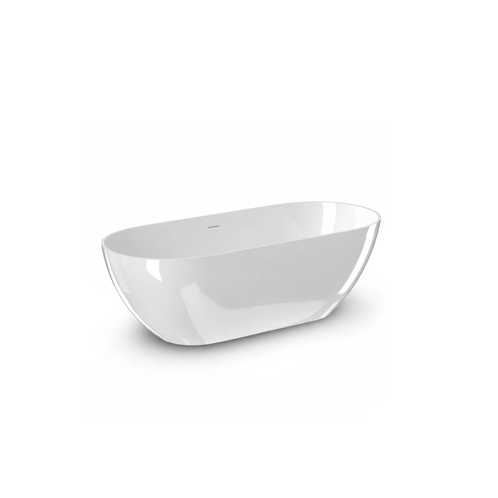 Nevis 59'' Glossy White Stone Resin Freestanding Soaking Bathtub TONA Bathroom Furniture