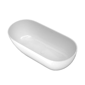 Nevis 59'' Glossy White Stone Resin Freestanding Soaking Bathtub TONA Bathroom Furniture