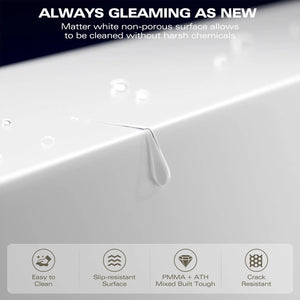 Nevis 59'' Glossy White Stone Resin Freestanding Soaking Bathtub TONA Bathroom Furniture