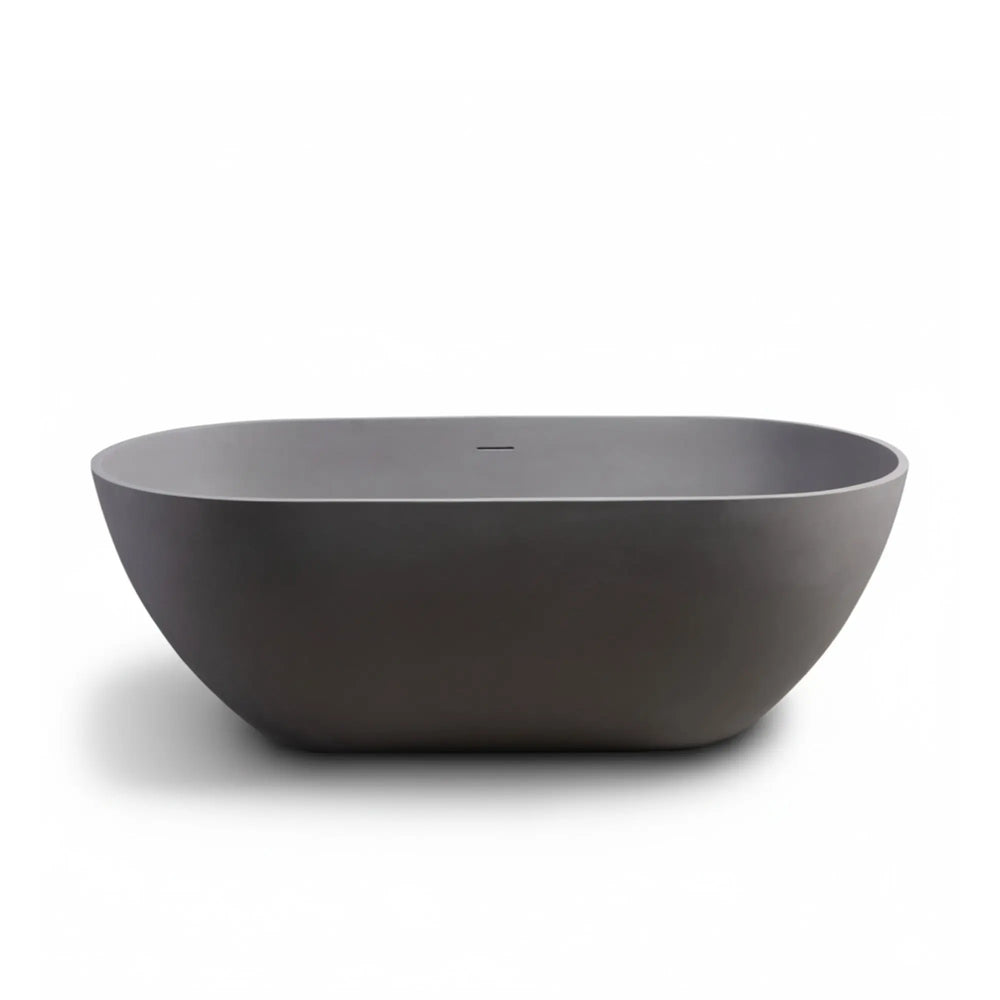 Nevis 59'' Matte Gray Stone Resin Freestanding Soaking Bathtub TONA Bathroom Furniture