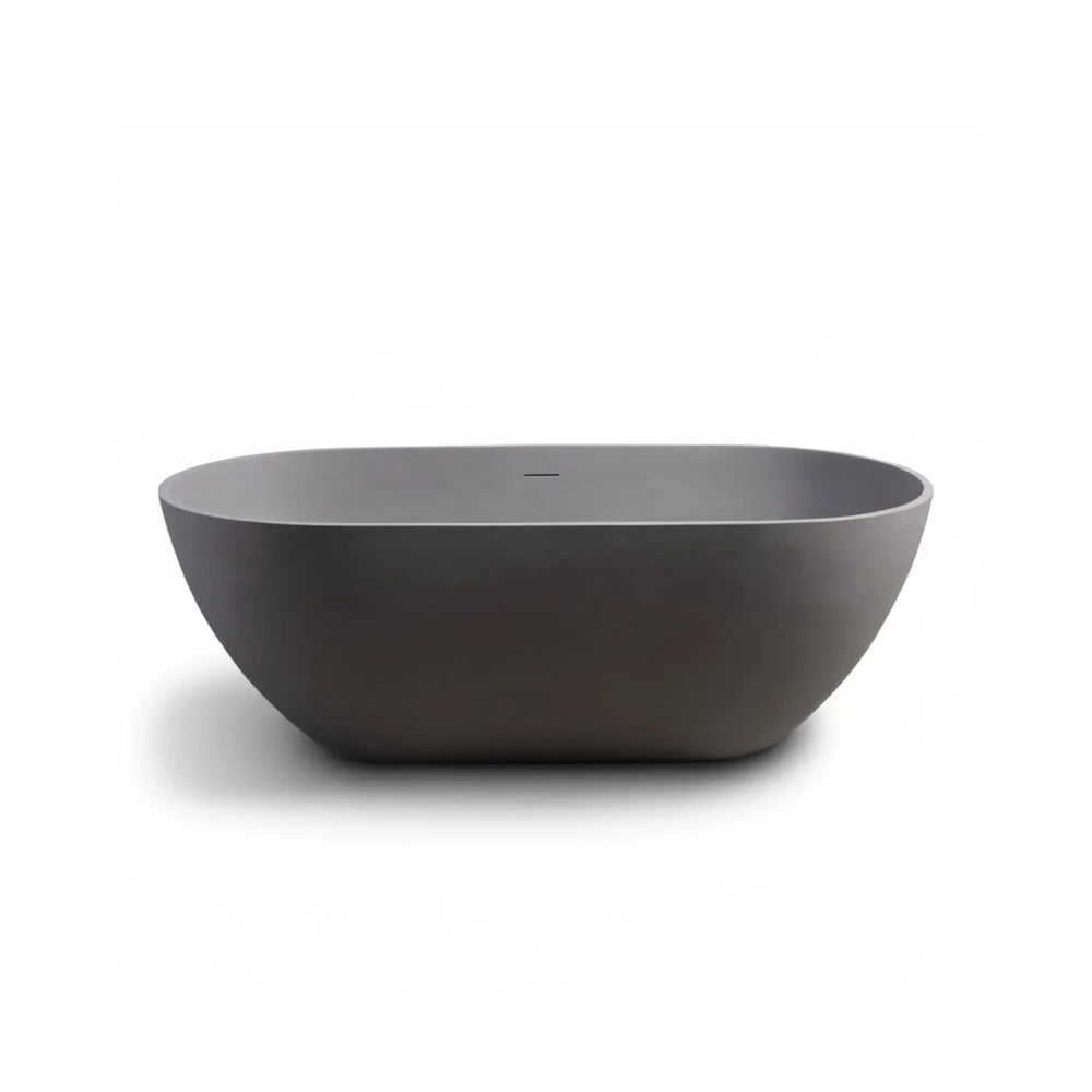 Nevis 59'' Matte Gray Stone Resin Freestanding Soaking Bathtub TONA Bathroom Furniture