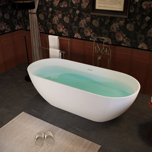 Nevis 63'' Matte White Stone Resin Freestanding Soaking Bathtub TONA Bathroom Furniture
