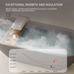 Nevis 59'' Matte Gray Stone Resin Freestanding Soaking Bathtub TONA Bathroom Furniture