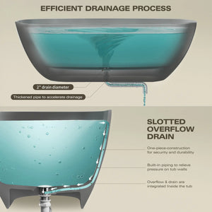 Nevis 59'' Matte Gray Stone Resin Freestanding Soaking Bathtub TONA Bathroom Furniture