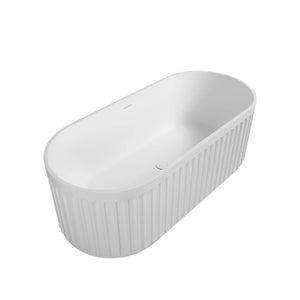 Ovation 67'' Stone Resin Freestanding Soaking Bathtub with Fluted Design in Matte White TONA Bathroom Furniture
